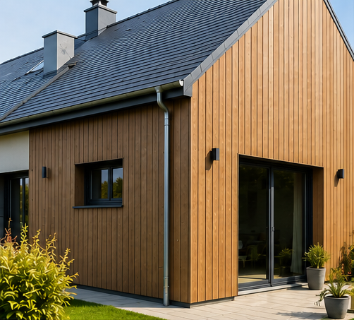 Bardage bois naturel posé sur une façade