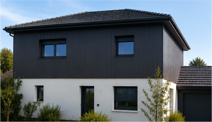 Façade rénovée avec un nouveau bardage